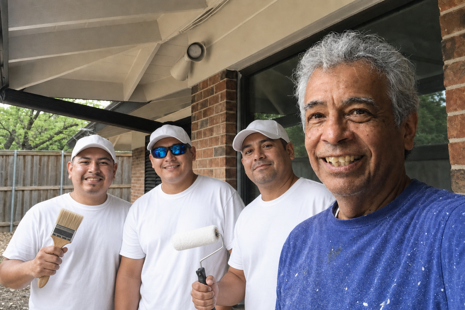 Michael Ramirez with painters at a residential project